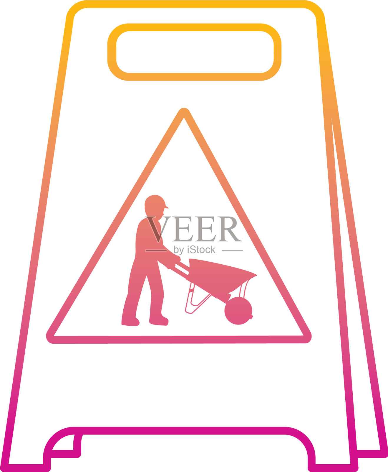 降解线塑料警示标志和工人设计元素图片