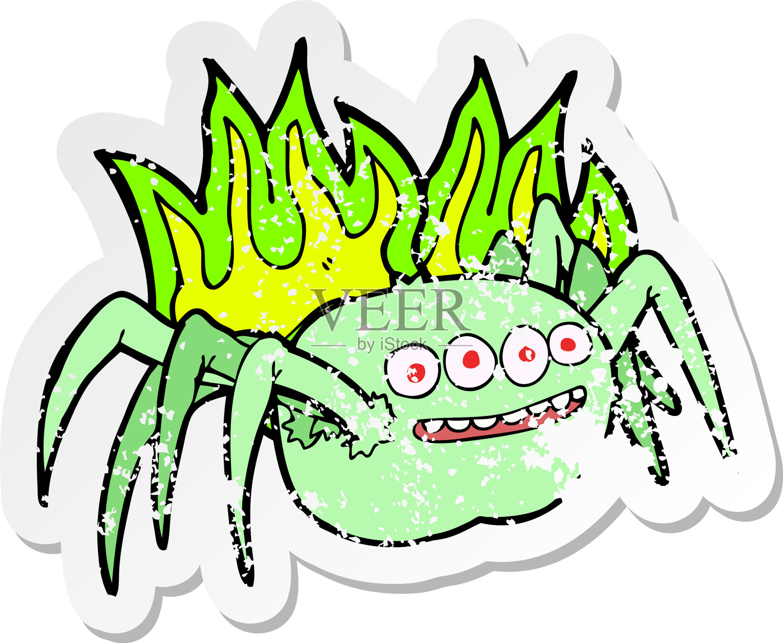 复古心疼贴纸的卡通鬼魅设计元素图片