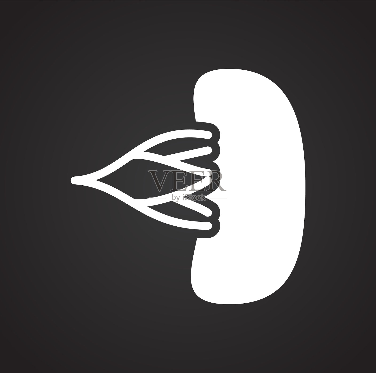 肾脏图标上的黑色背景图形和插画图片素材