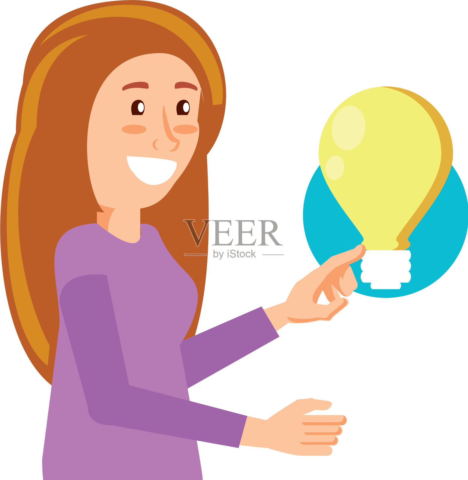 年轻女人的灯泡化身角色设计元素图片