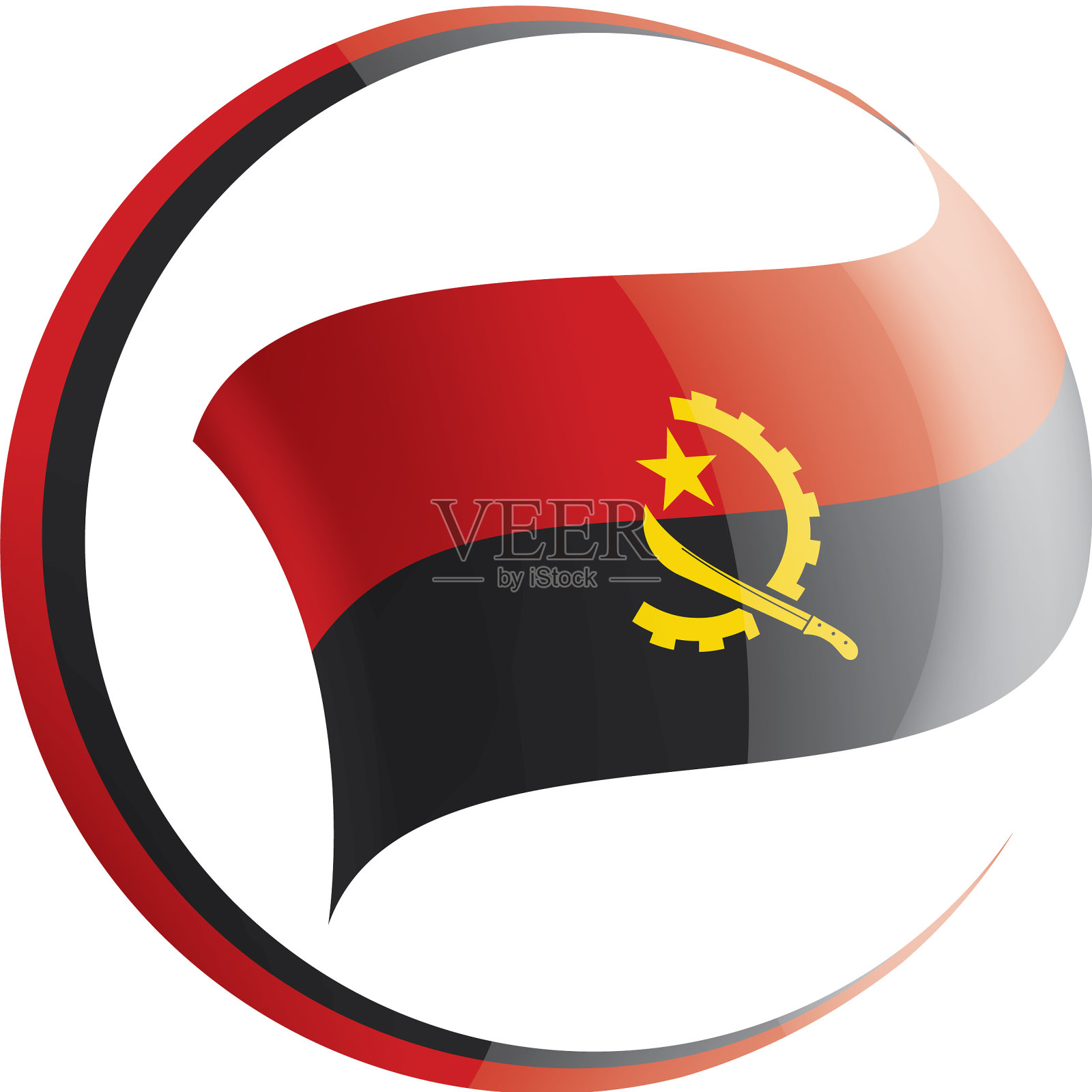 安哥拉国旗上有白色设计元素图片