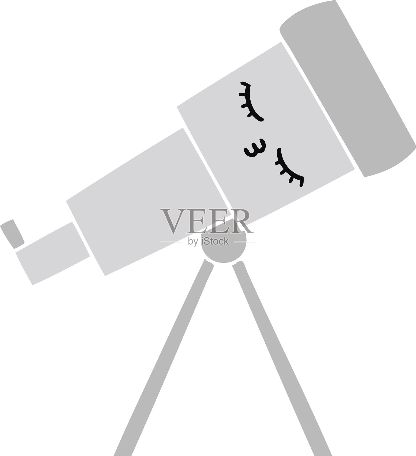 单色复古卡通望远镜设计元素图片