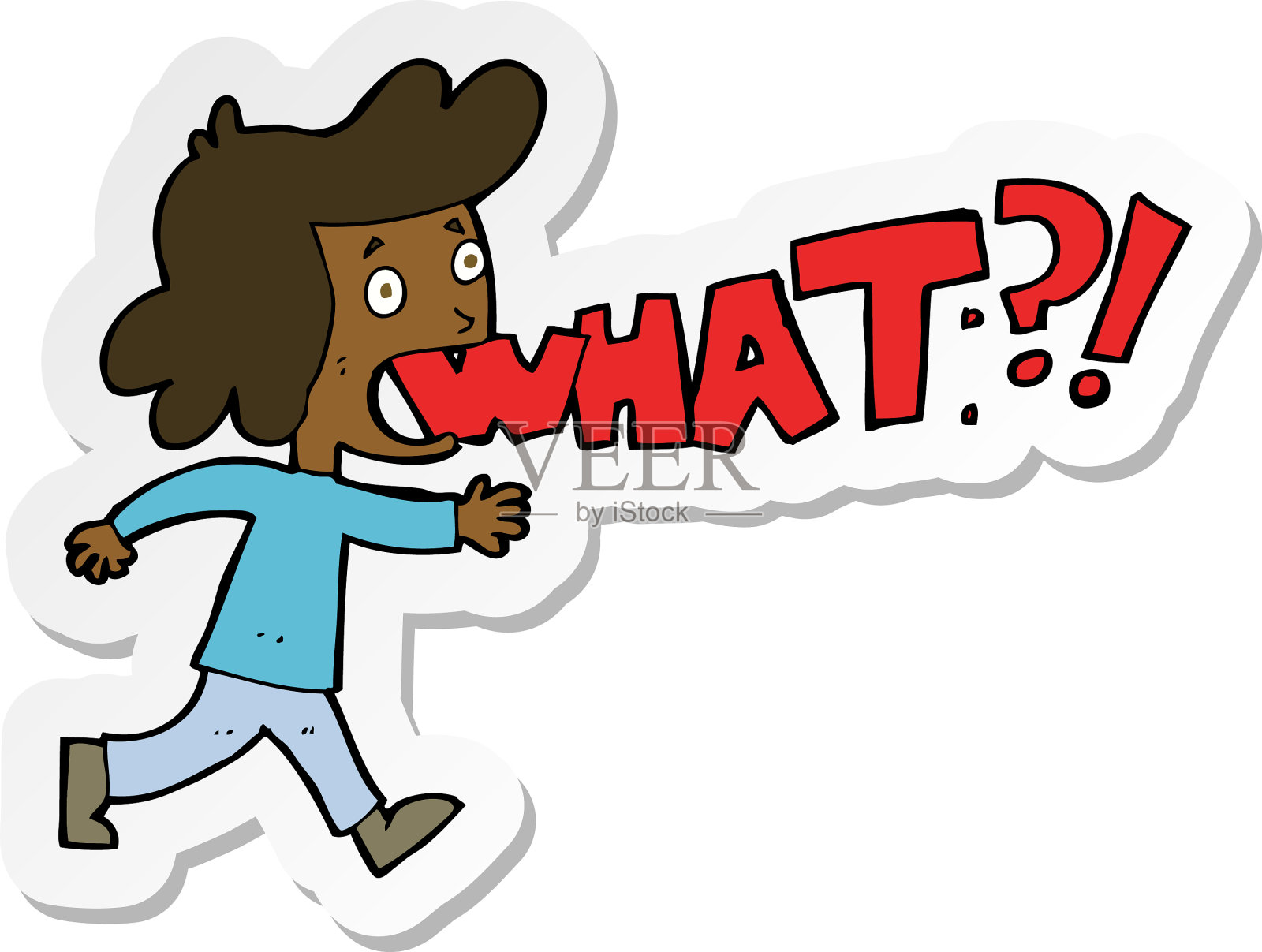 一个卡通女人的贴纸在喊什么设计元素图片