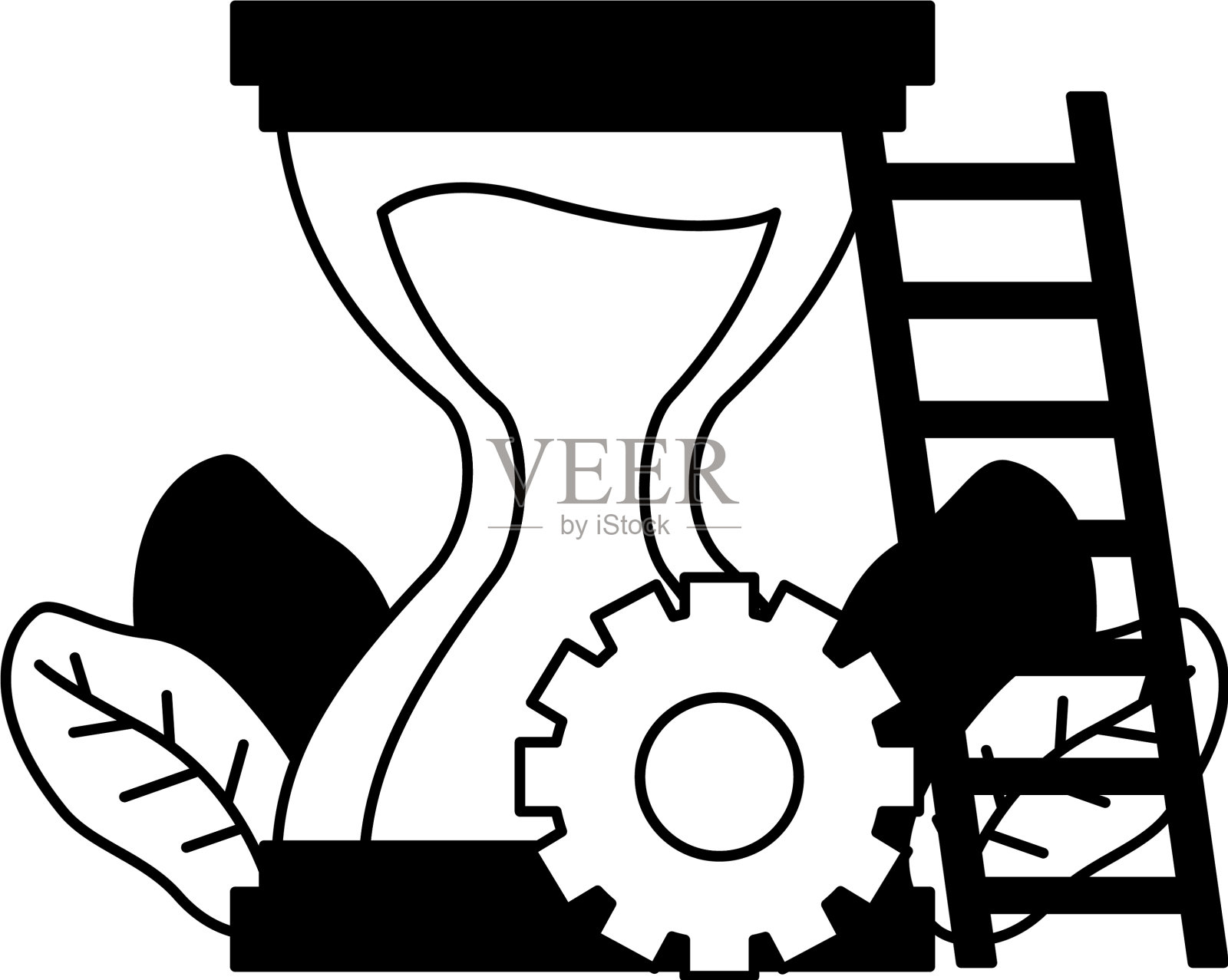 工作沙漏时钟楼梯设计元素图片