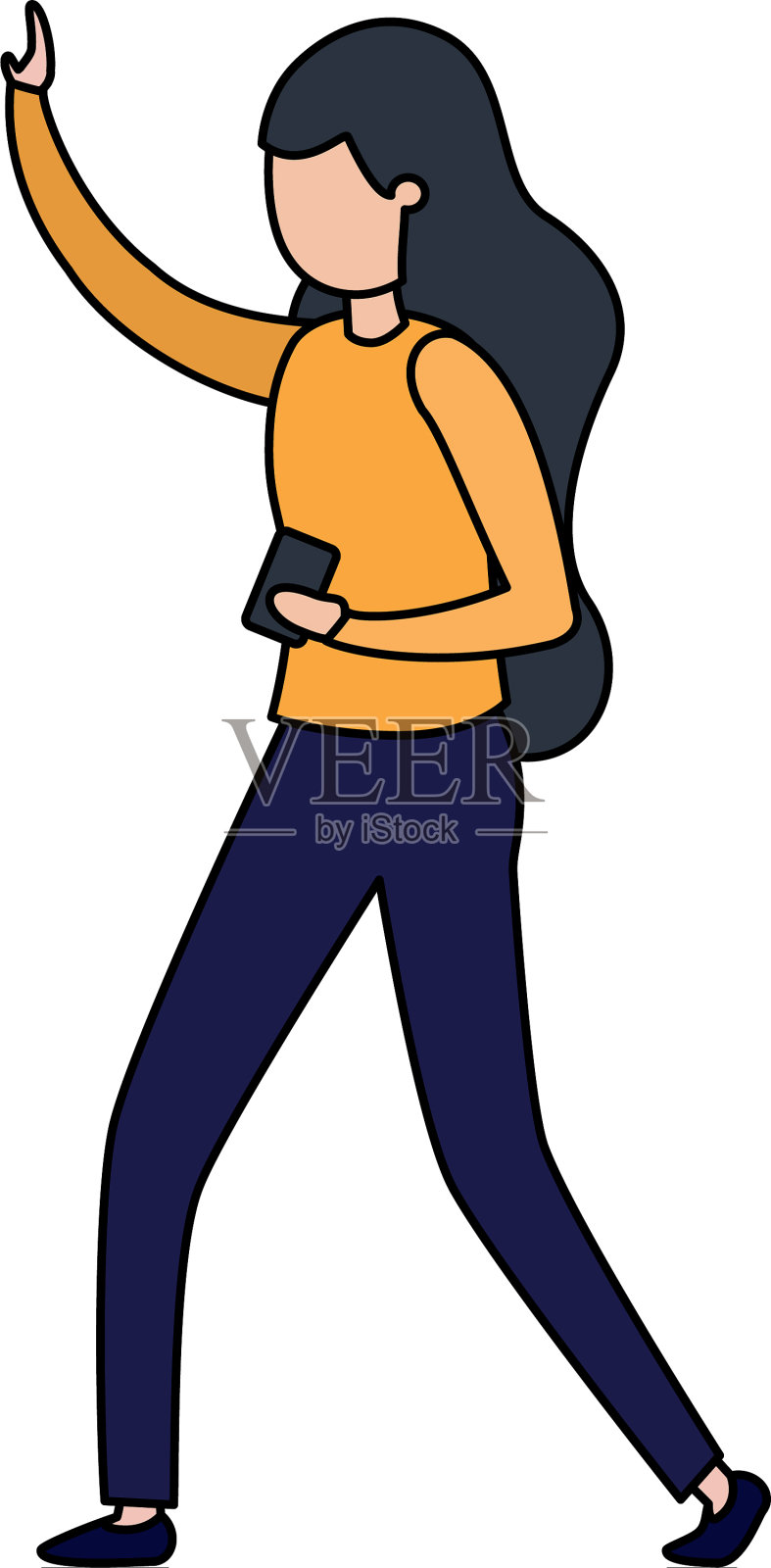 有智能手机头像的年轻女子设计元素图片