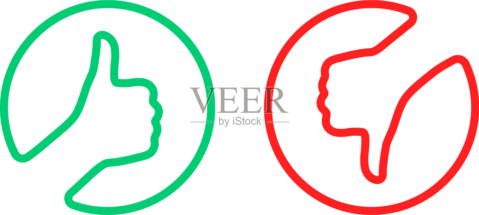 圆细线拇指上下标志图标素材