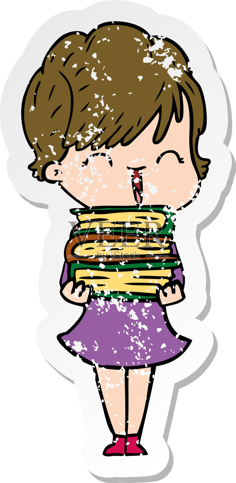 一个笑着的卡通女人的苦恼贴纸设计元素图片