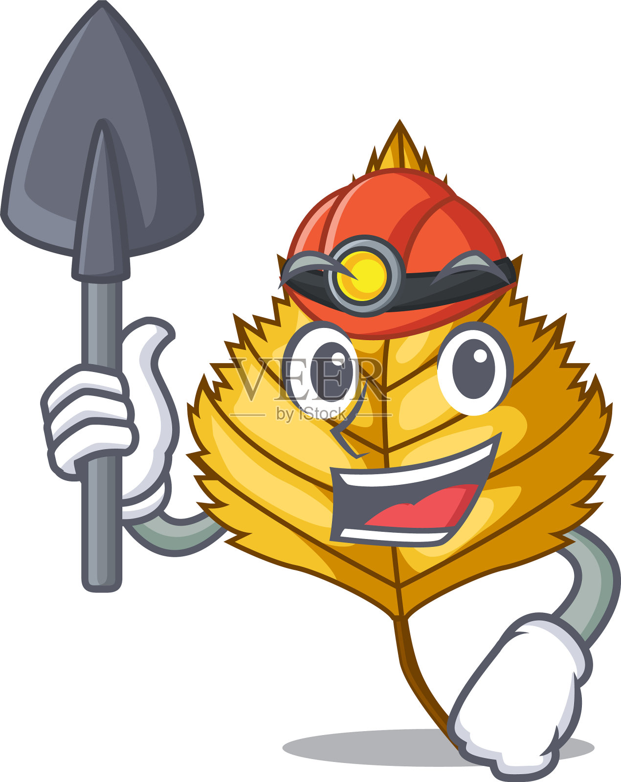 矿工桦树的叶子散布卡通棒设计元素图片