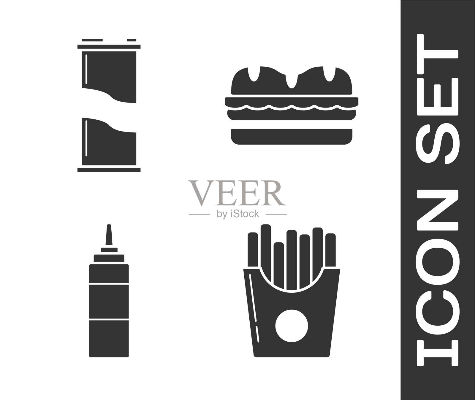 把土豆薯条装在纸盒里图标素材