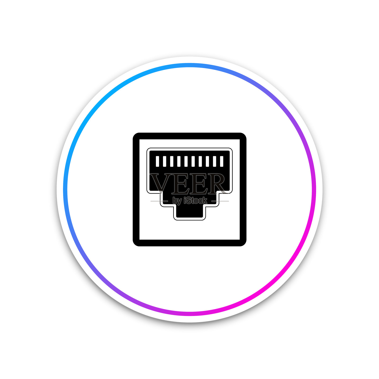 电缆插座图标隔离在白色