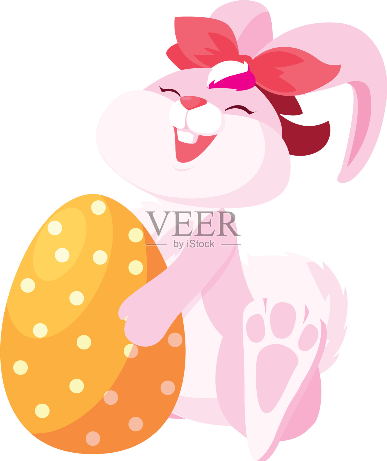 可爱的复活节兔子女与蛋彩绘设计元素图片