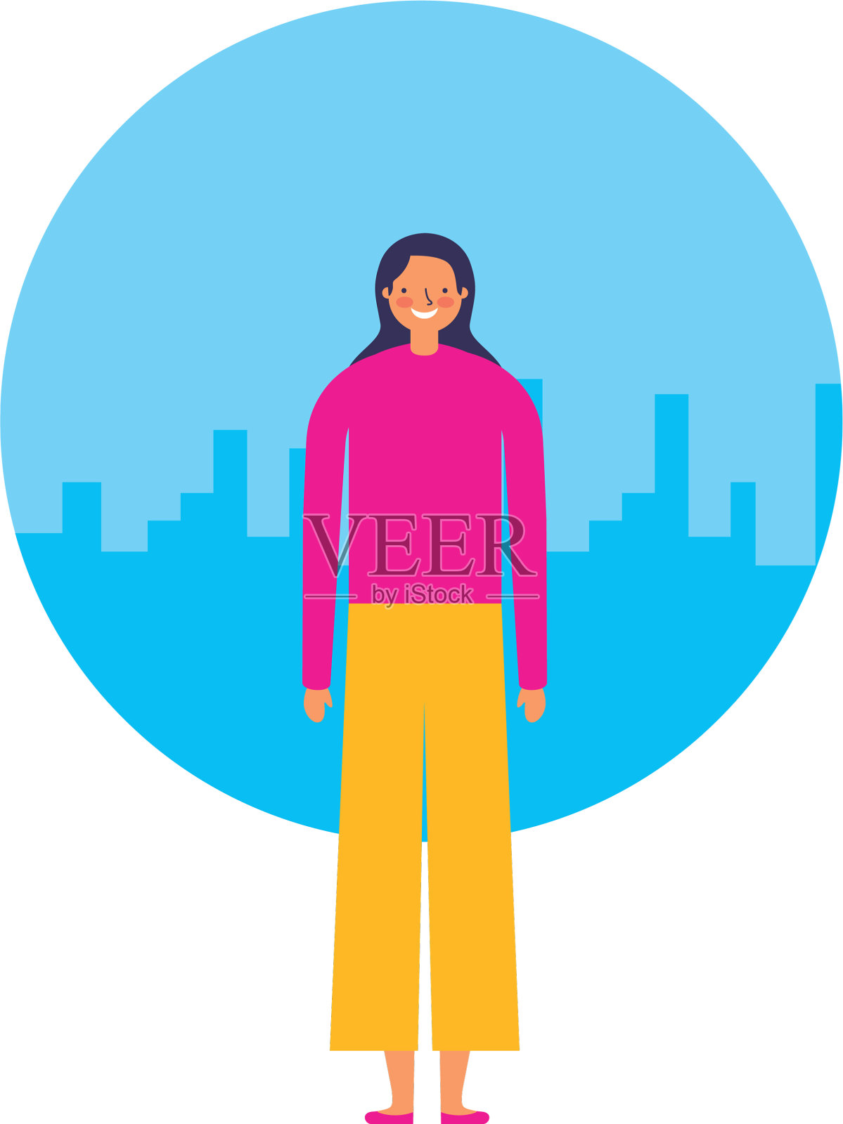 以城市为背景的女人设计元素图片