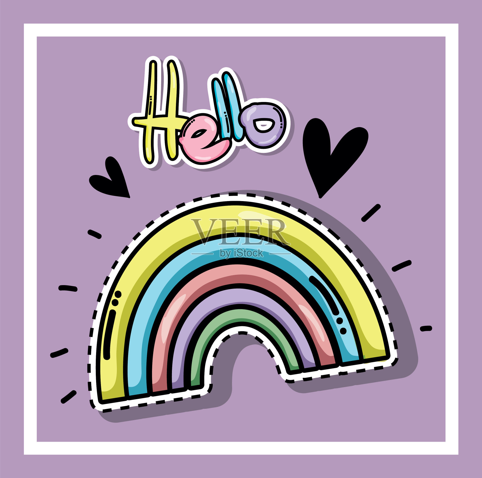 可爱的卡通Hello卡片插画图片素材