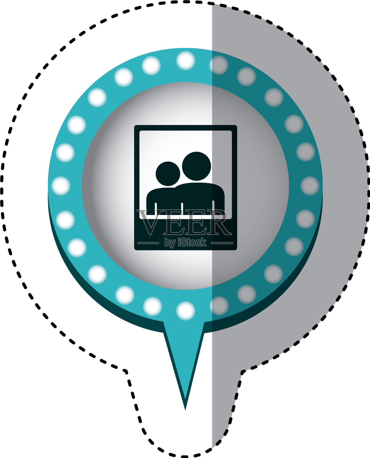 贴纸用照片贴在circular speech with插画图片素材