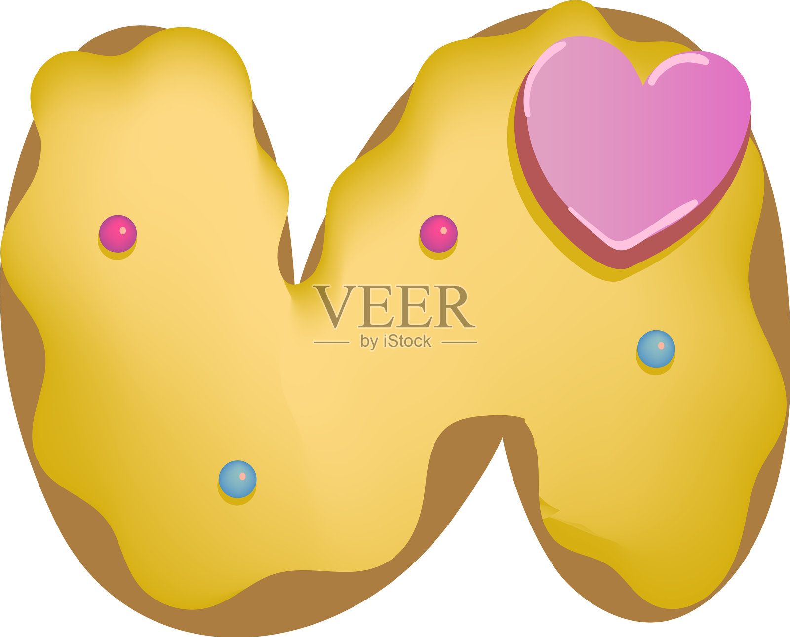 甜甜甜圈字体字母u卡通设计元素图片