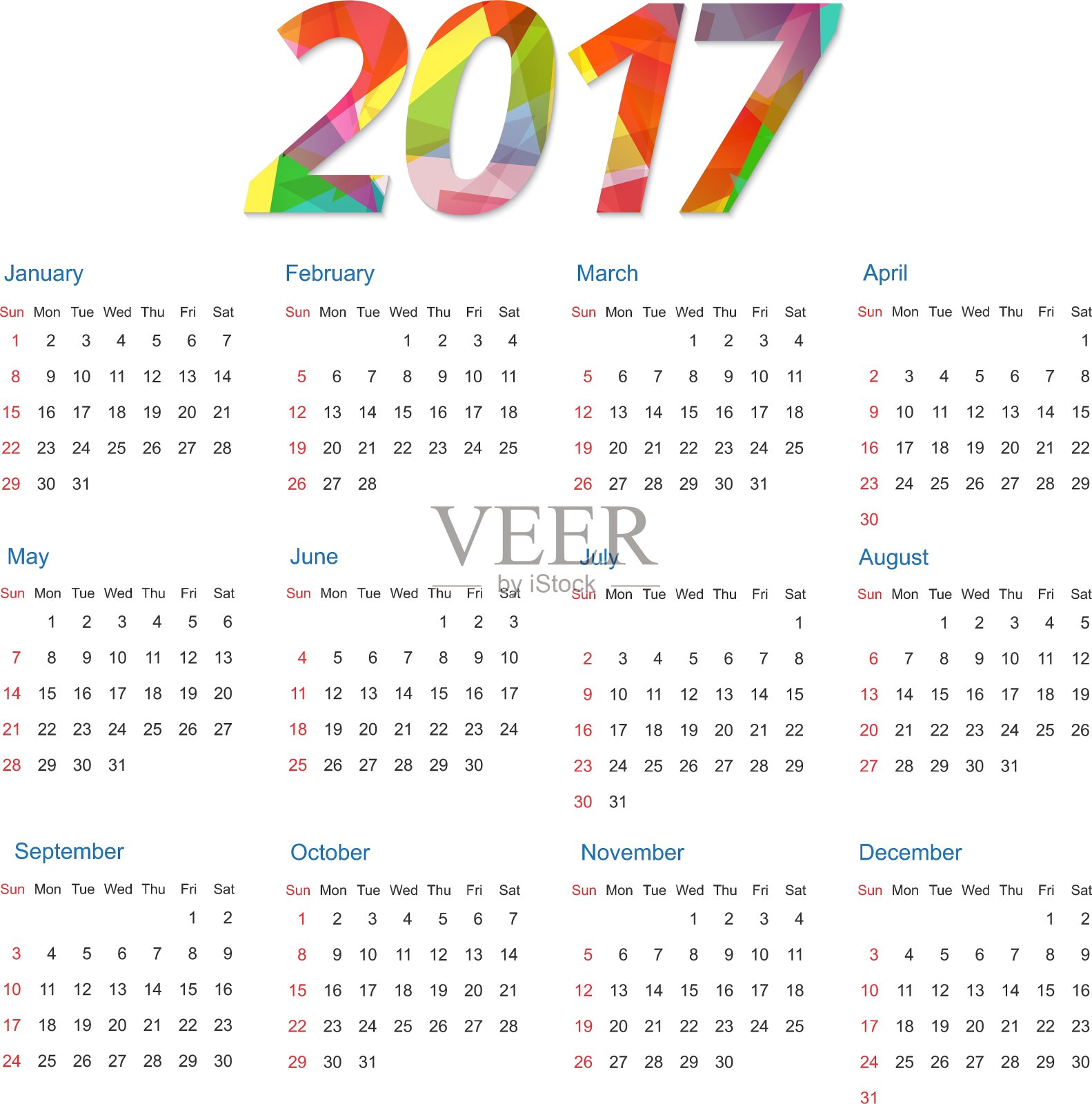 2017年日历模板插画图片素材