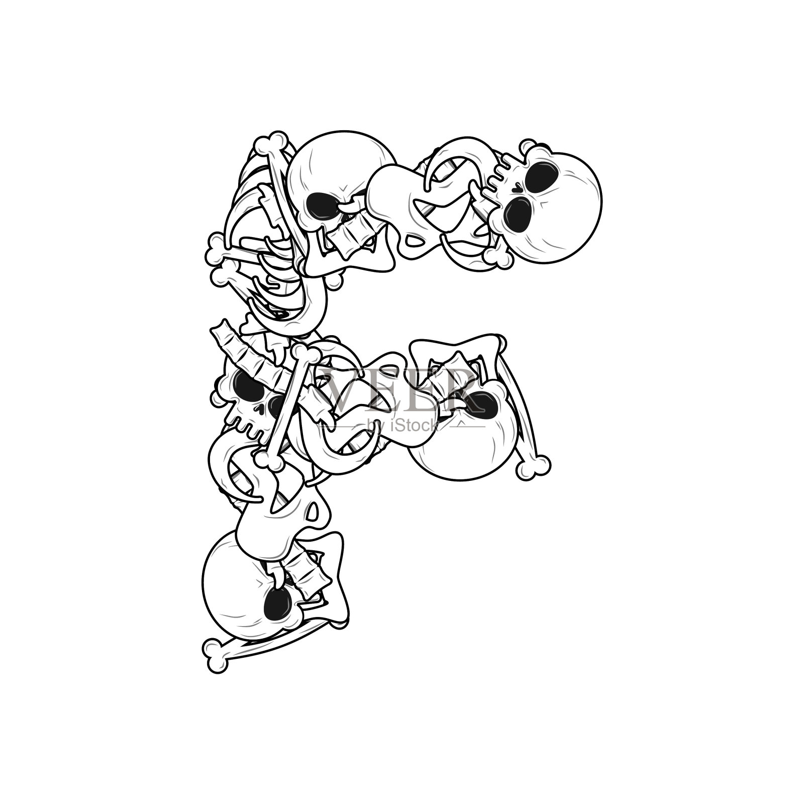 字母f骨架骨字体解剖一设计元素图片