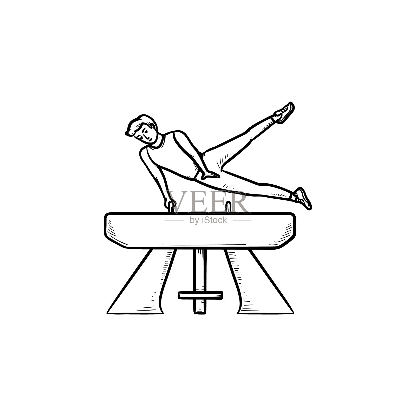 体操运动员在跳马上用手画出轮廓设计元素图片