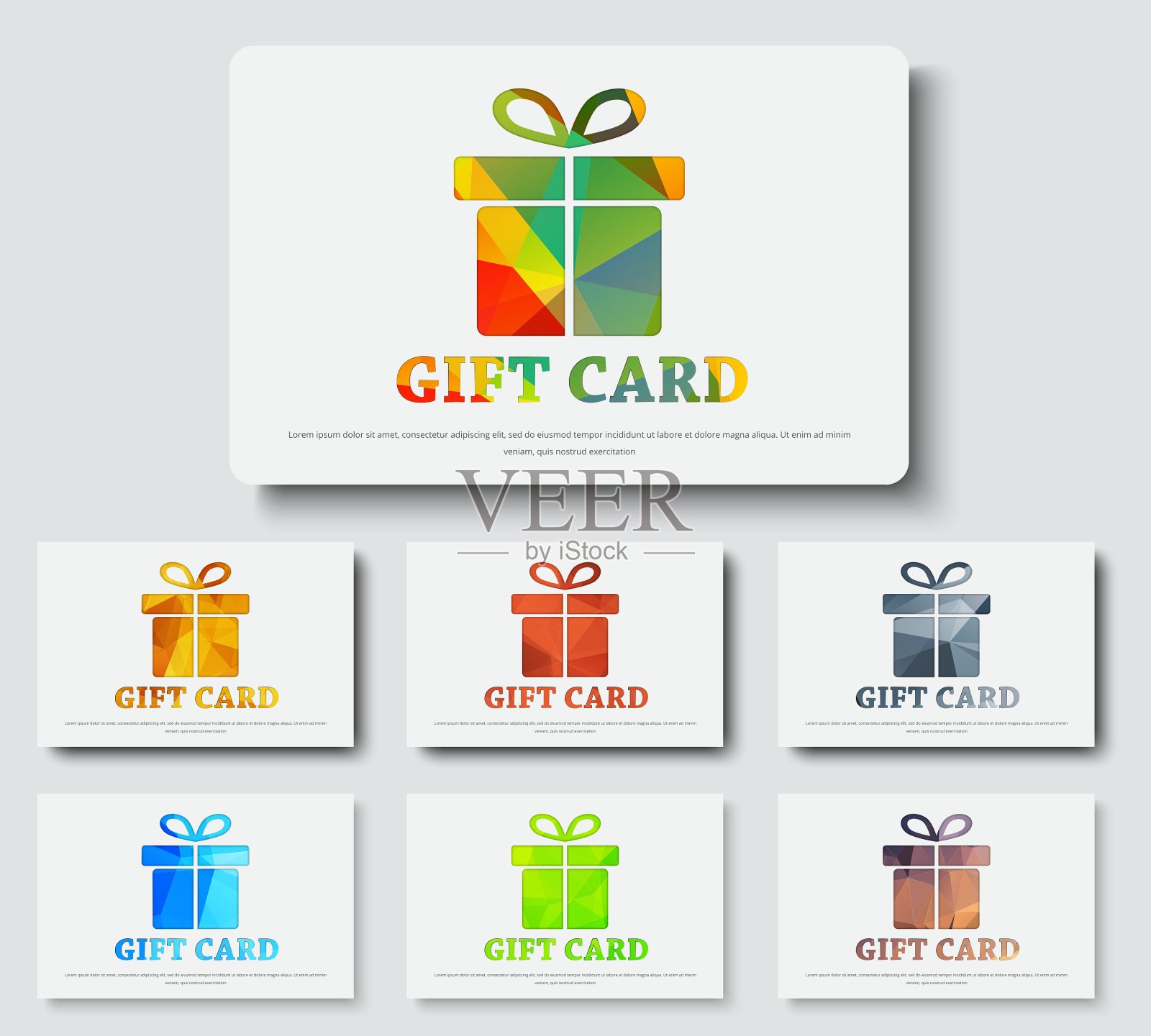 用抽象的多边形盒子设计礼品卡插画图片素材