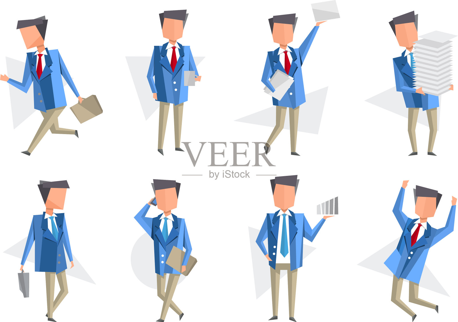 平面设置图标与商人办公室图标素材