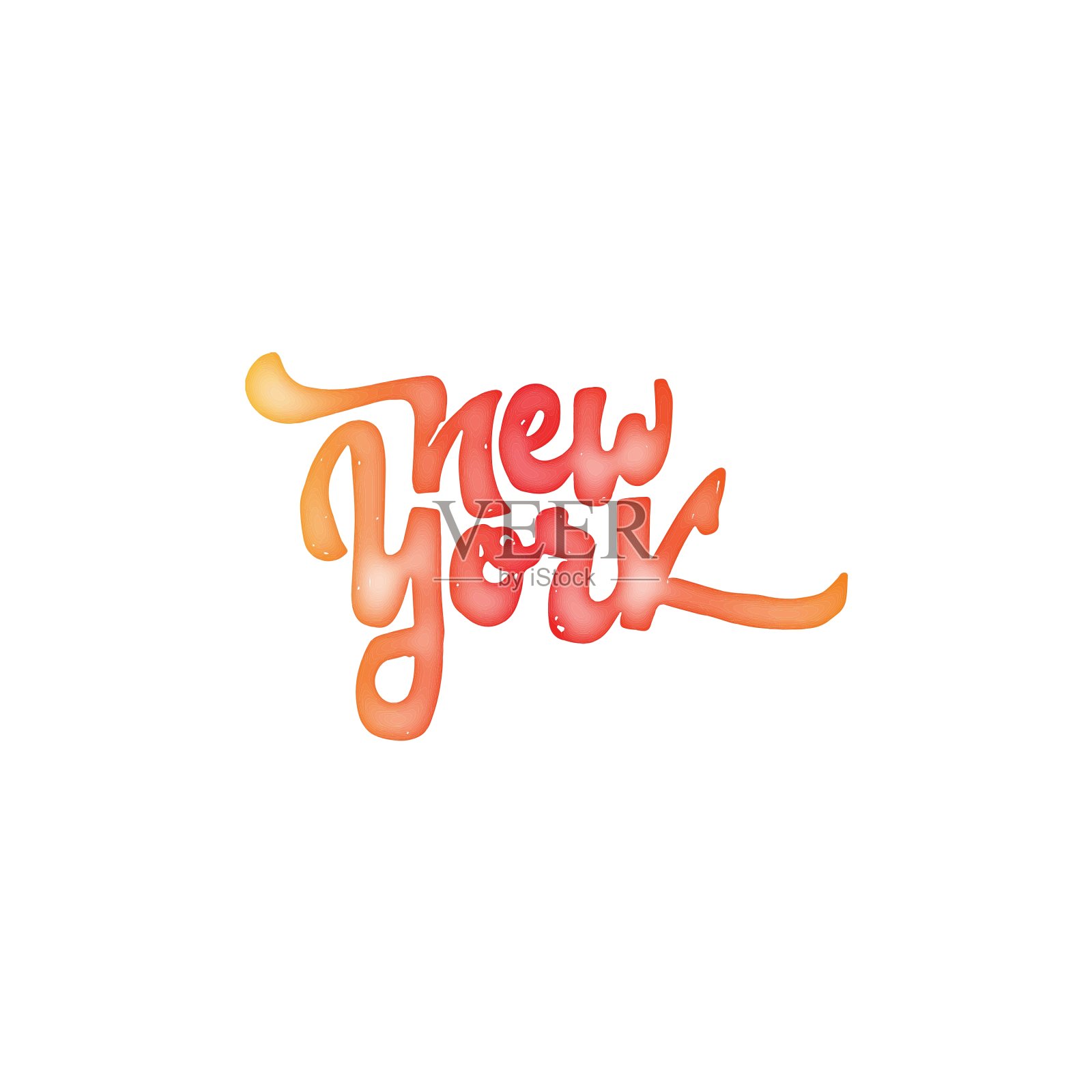 纽约-手绘水彩书法和设计元素图片