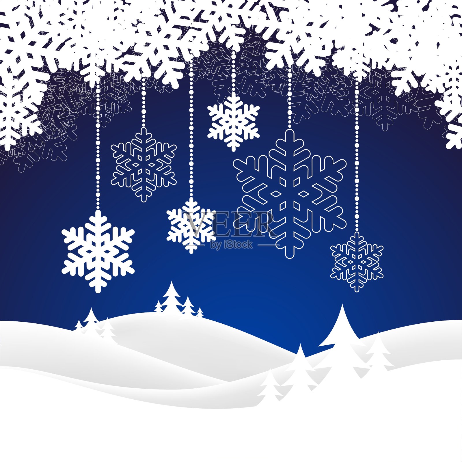 圣诞节雪景插画图片素材