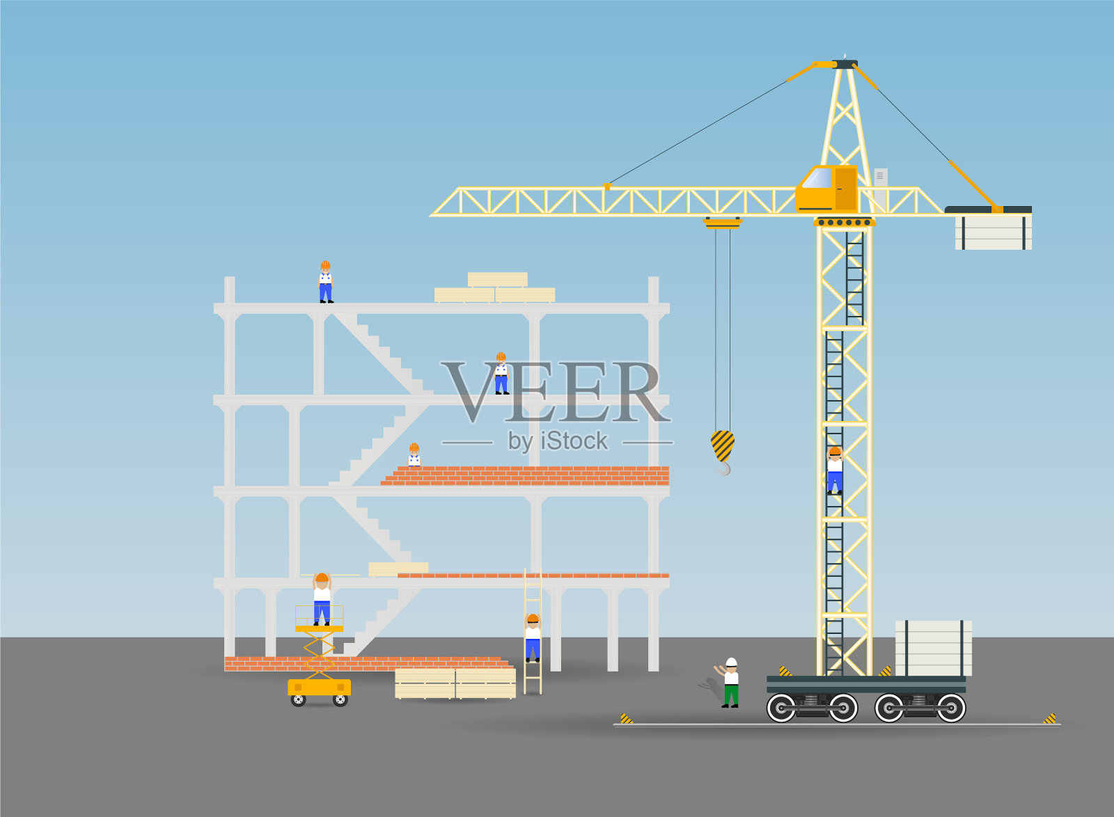 建筑工地插画图片素材