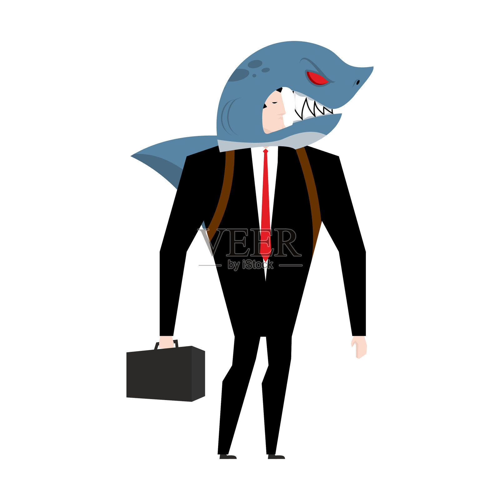 商人在诉讼鲨鱼的商业寓言设计元素图片