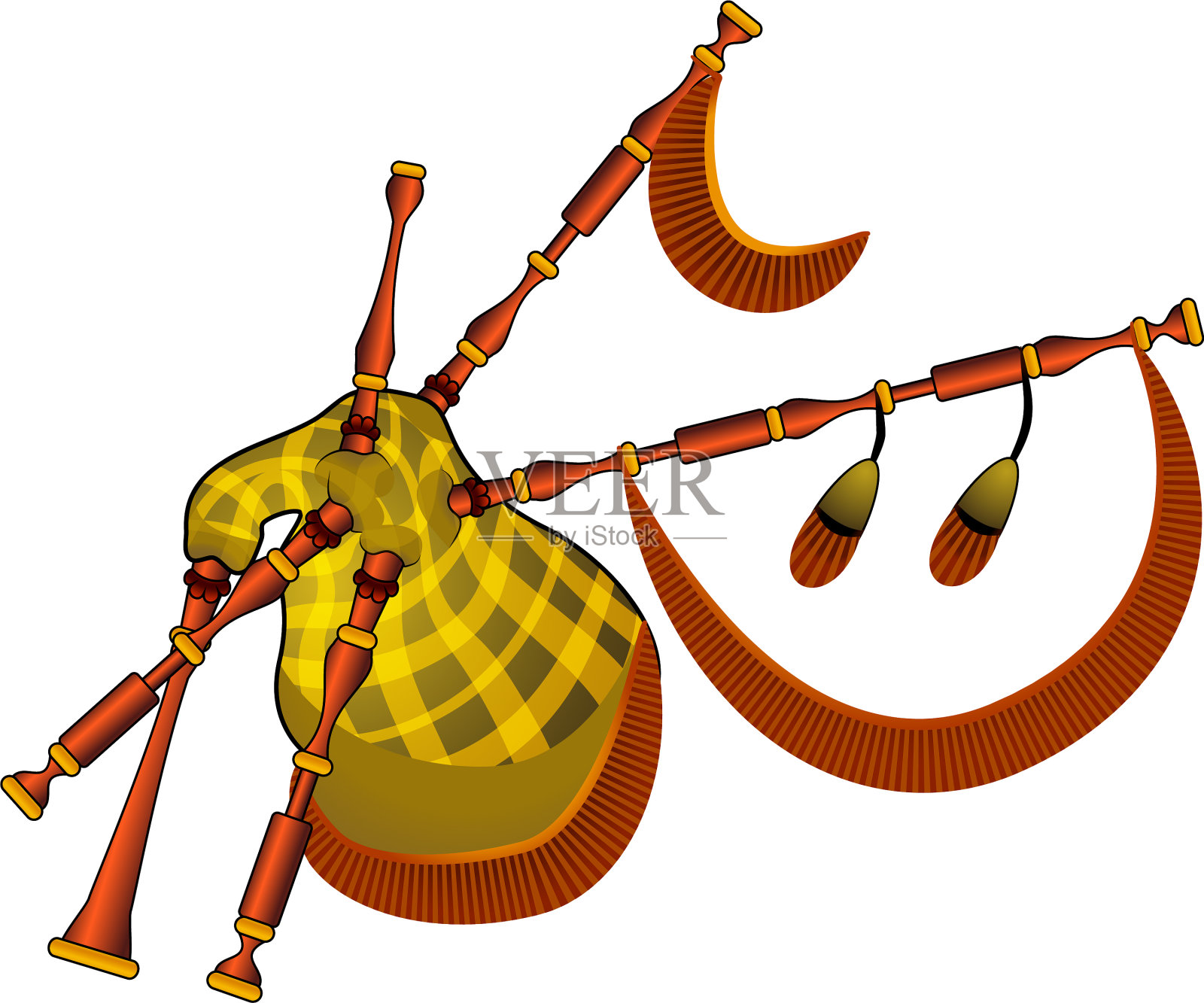 卡通风格的苏格兰风笛图标设计元素图片