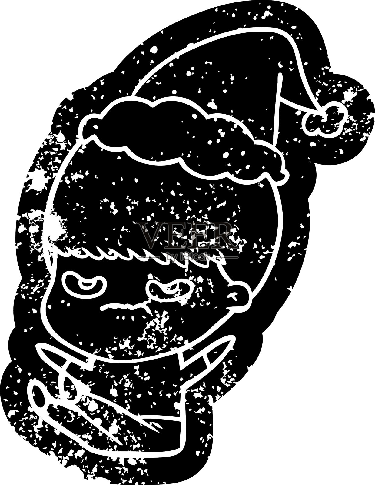 一个戴着圣诞老人帽子的男孩的卡通形象设计元素图片