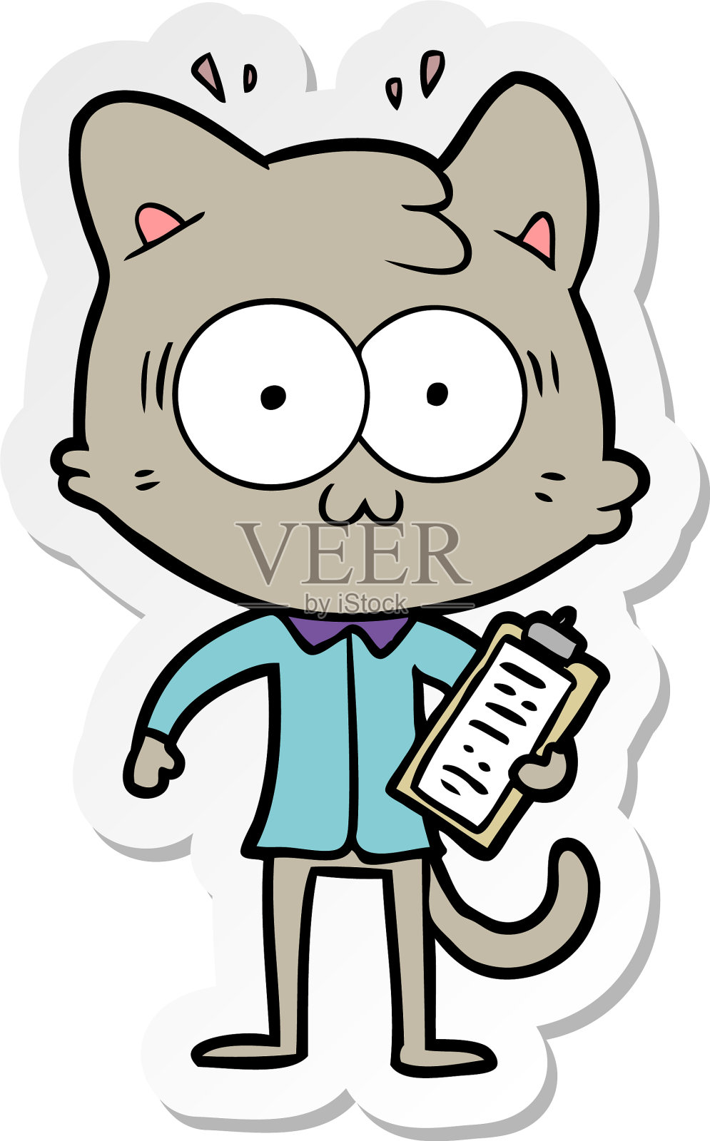 表情贴纸是一只惊奇的办公室职员猫设计元素图片