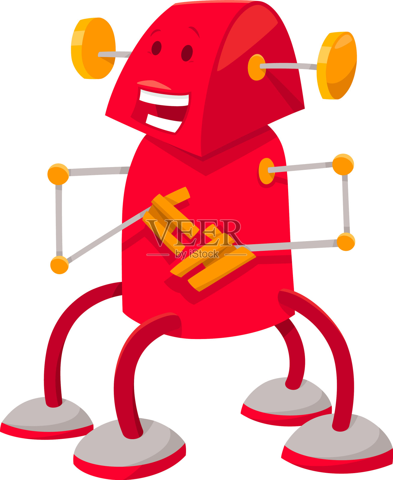 幻想红色机器人或机器人卡通人物设计元素图片