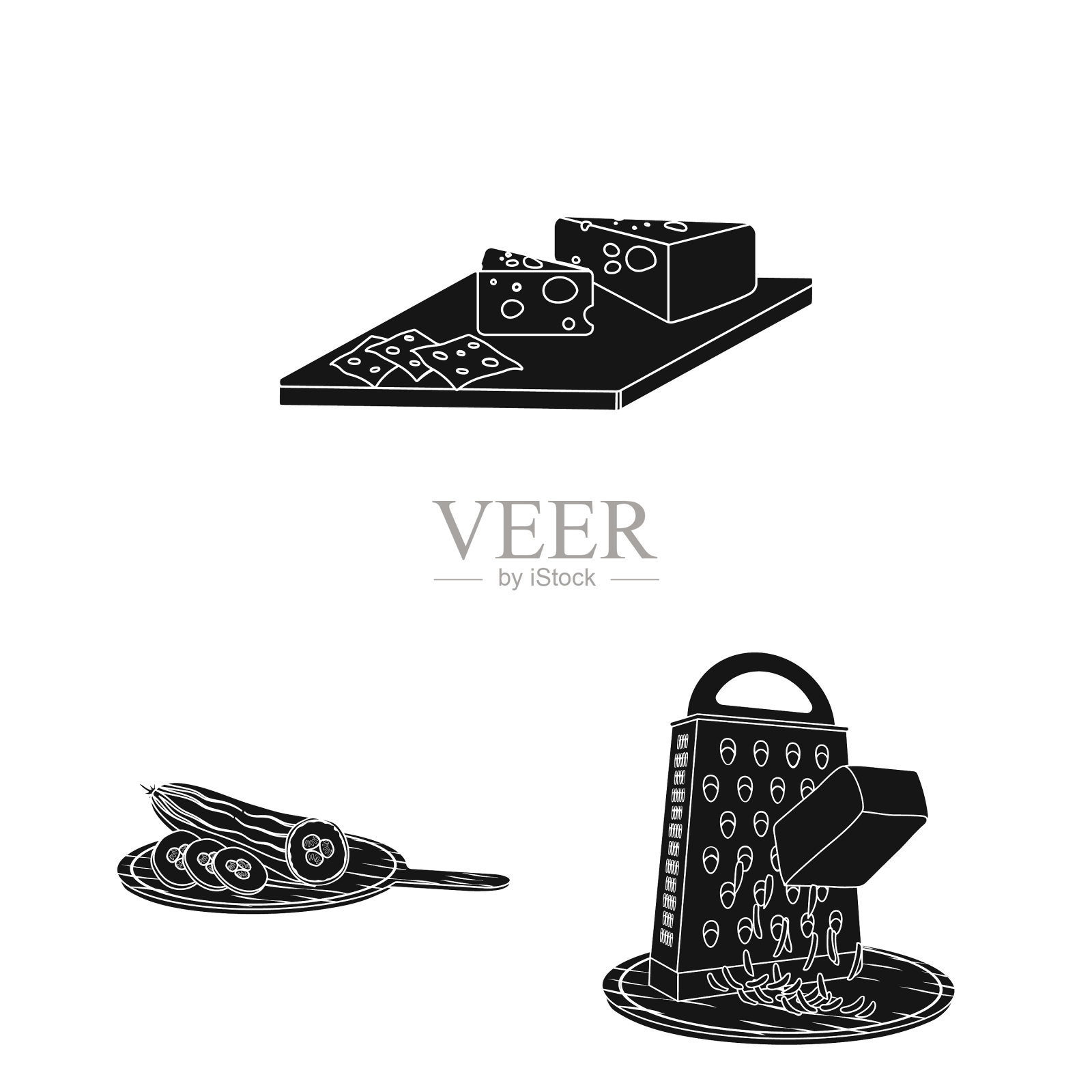 烹饪食物黑色图标集合图标素材