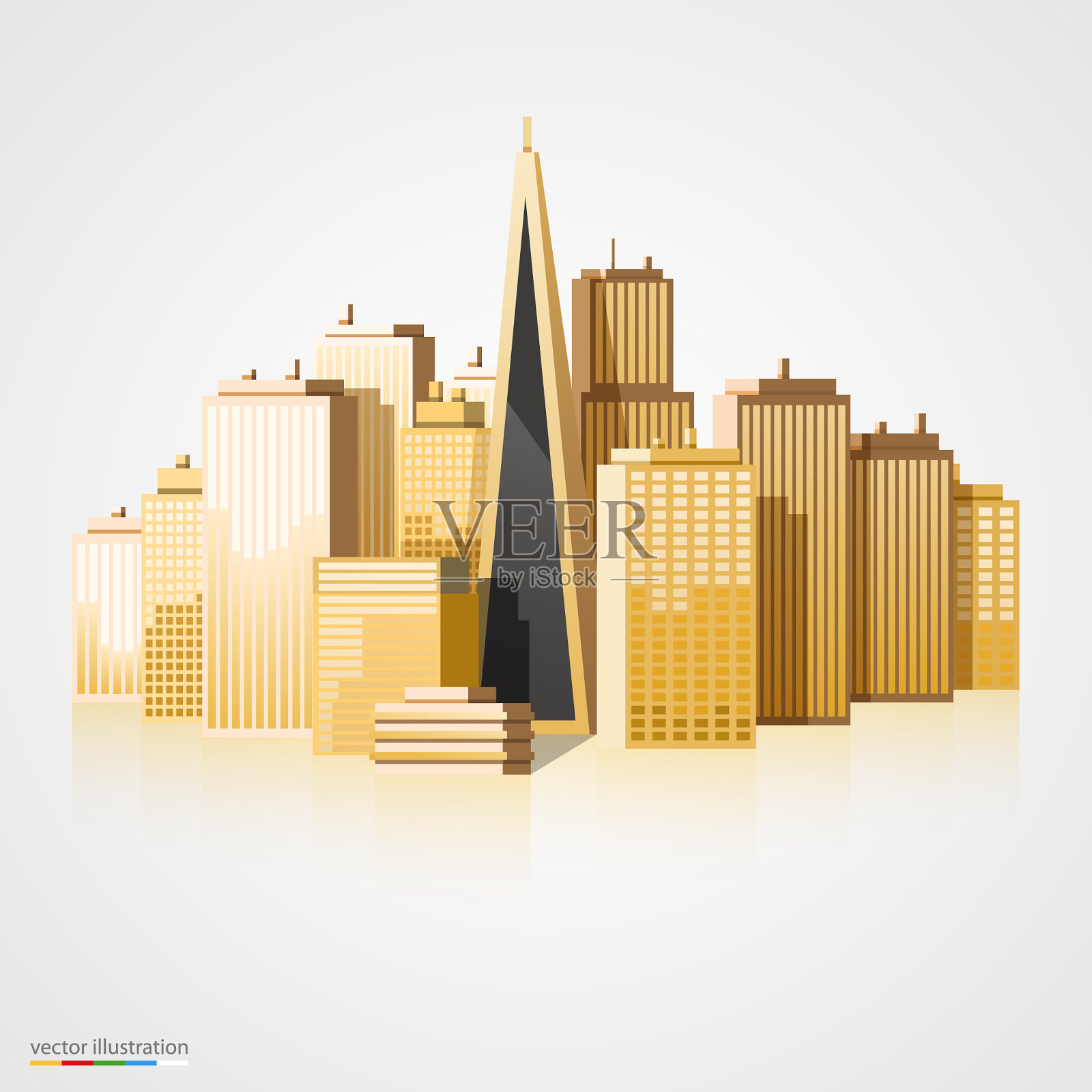 现代城市景观背景插画图片素材