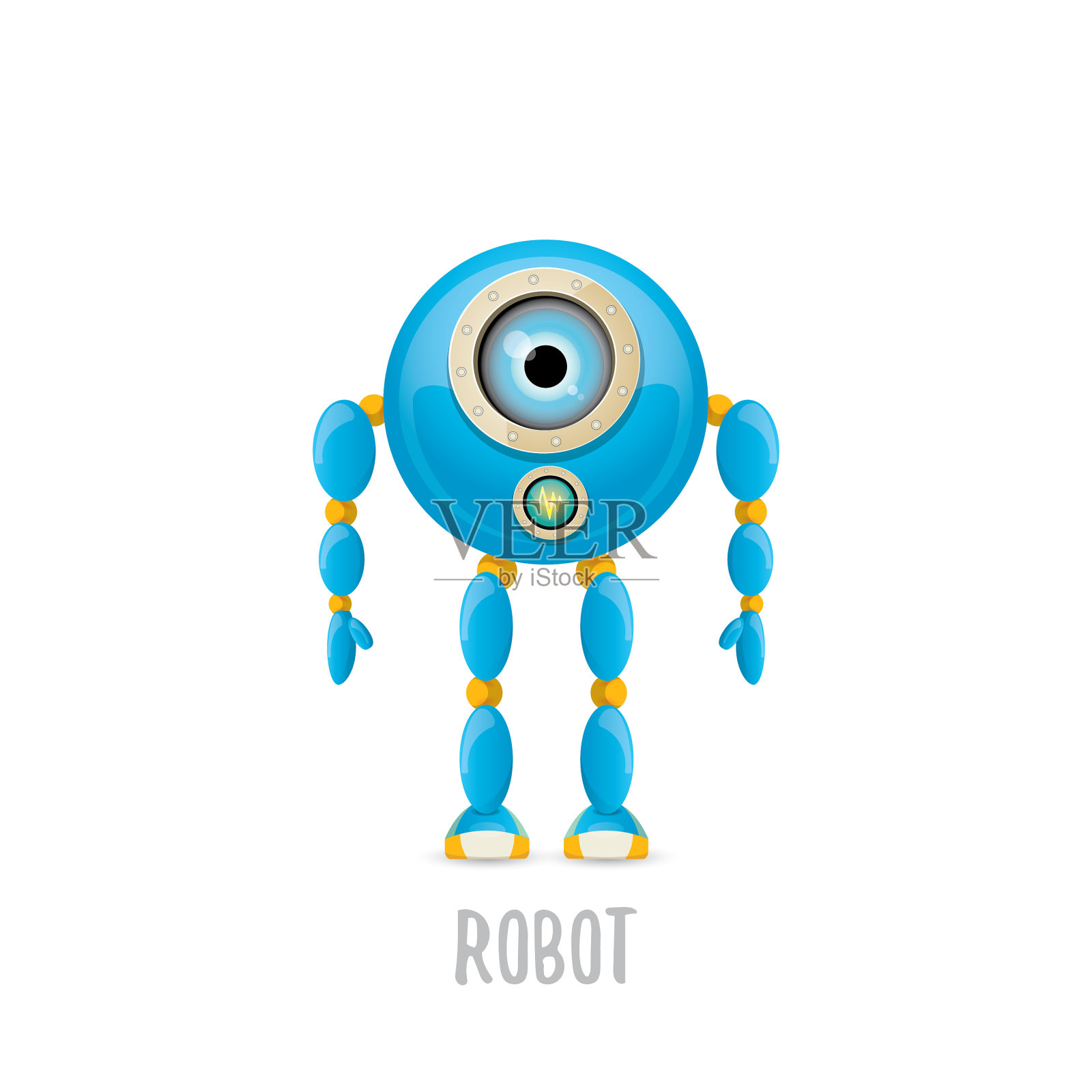 有趣的卡通蓝色机器人角色设计元素图片