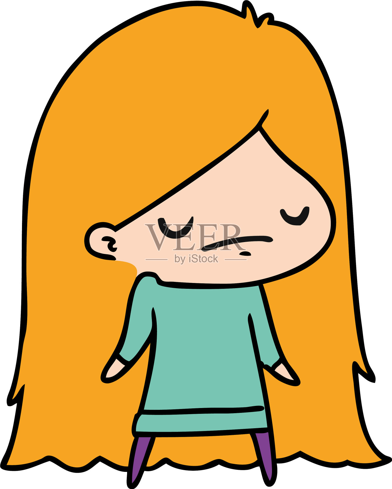 一个可爱可爱的女孩的卡通设计元素图片