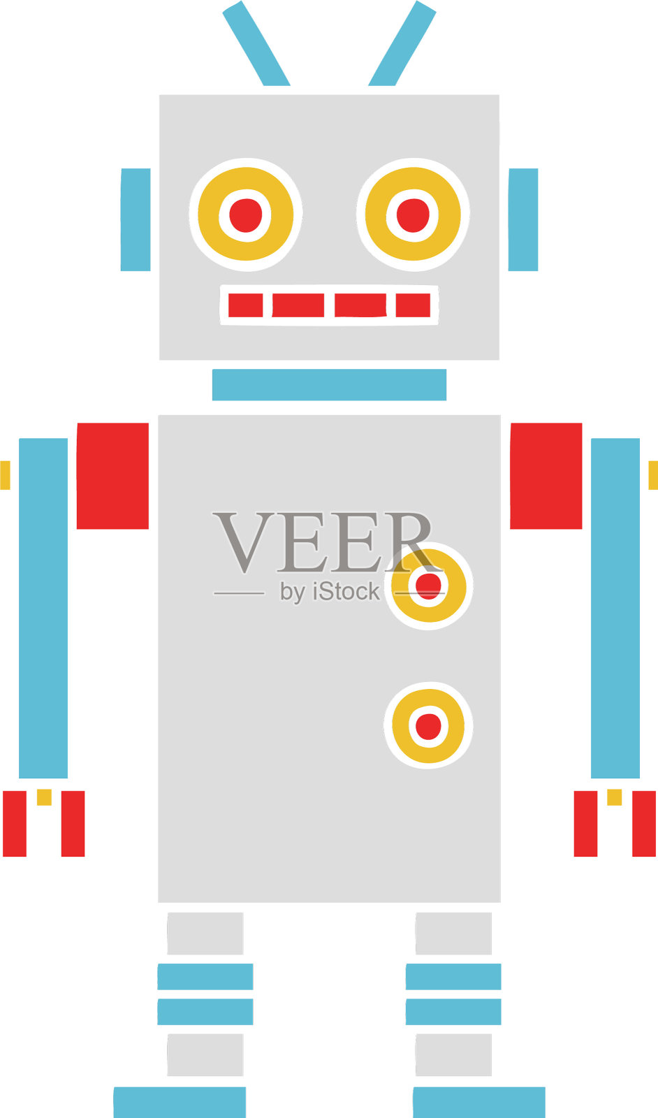 单色复古卡通舞蹈机器人设计元素图片
