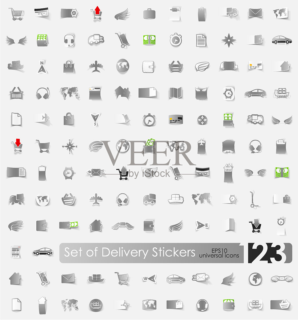 送货贴纸套装图标素材