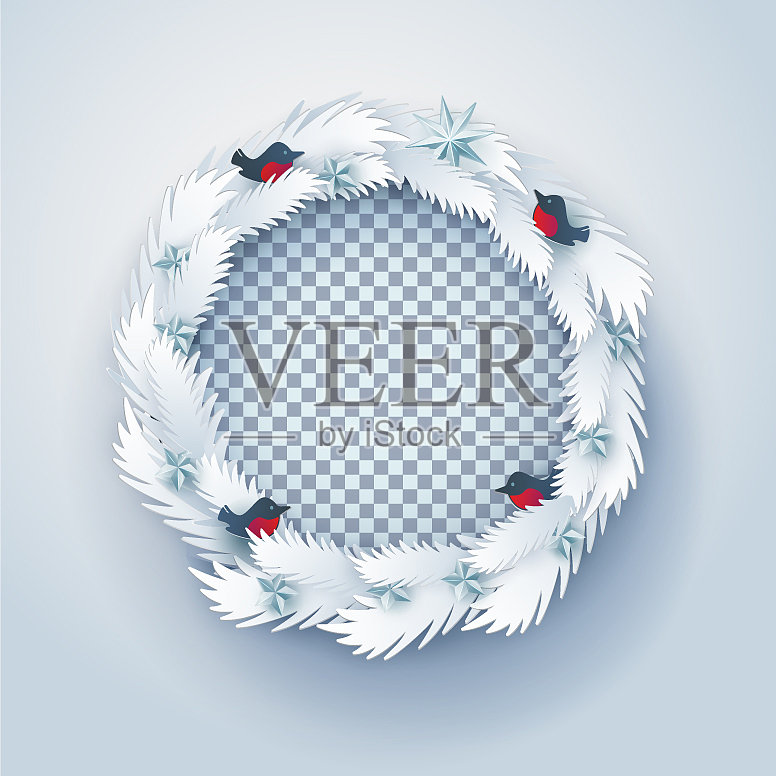 纸上的圣诞花环插画图片素材