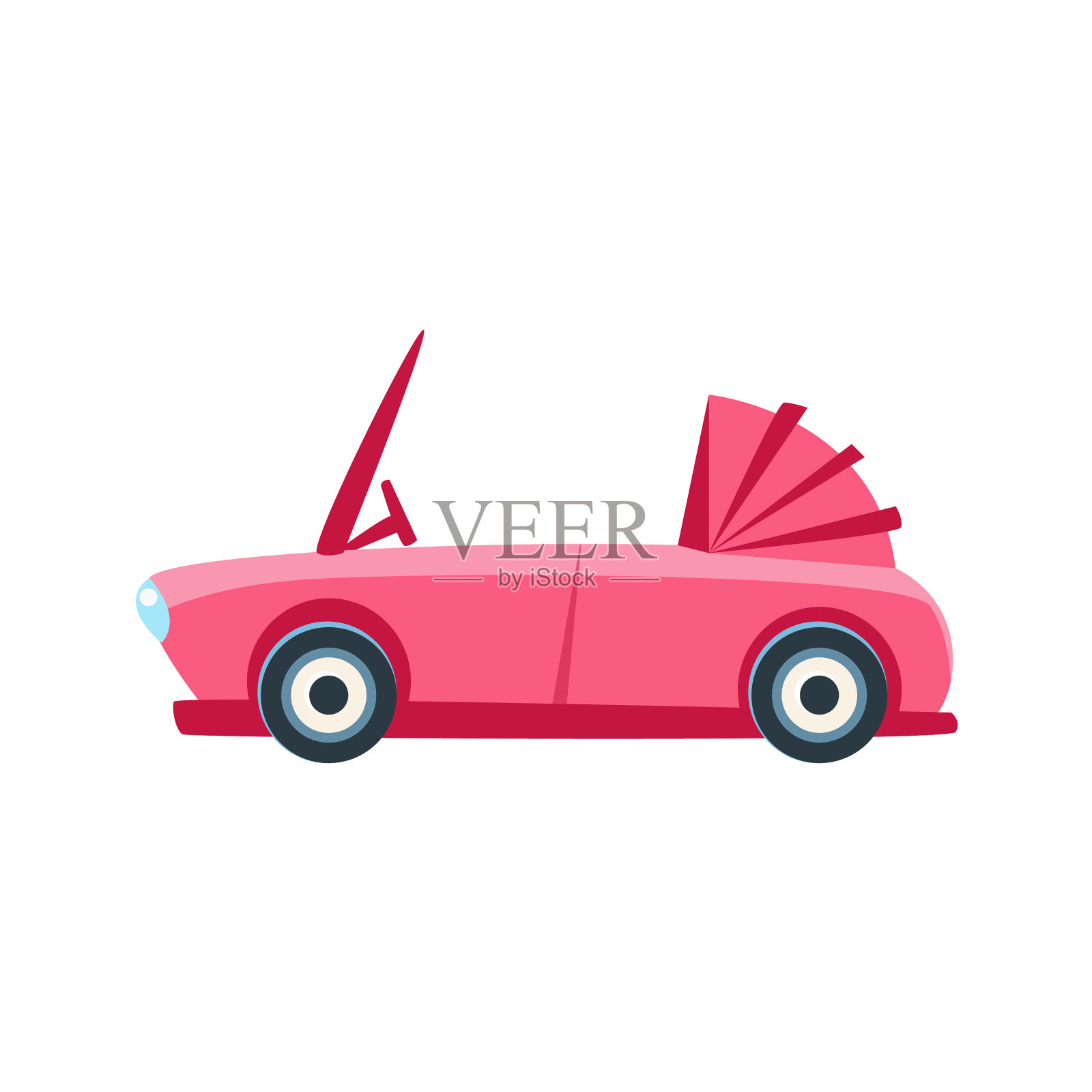 粉色敞篷车玩具可爱的汽车图标设计元素图片