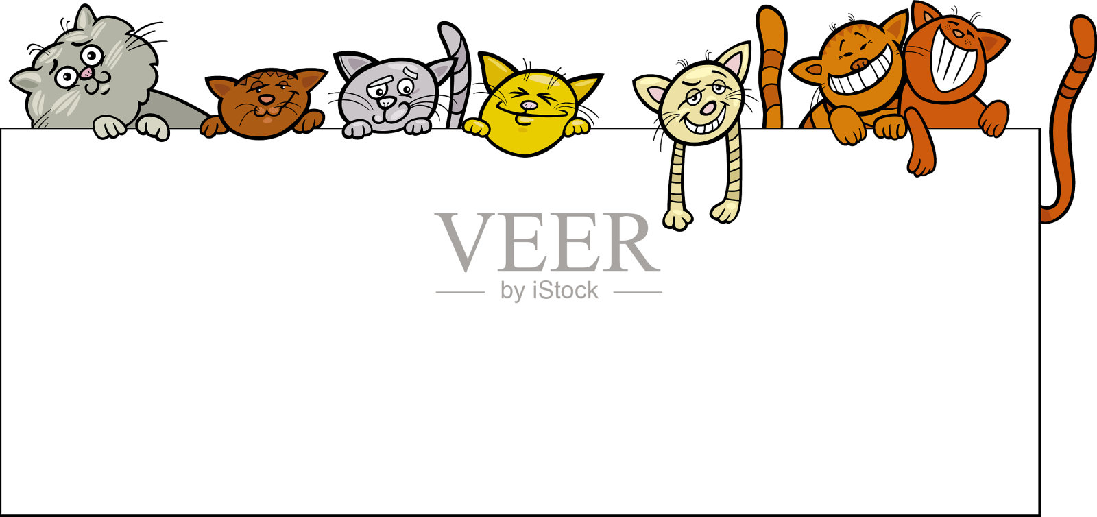 猫与框架卡通设计设计元素图片