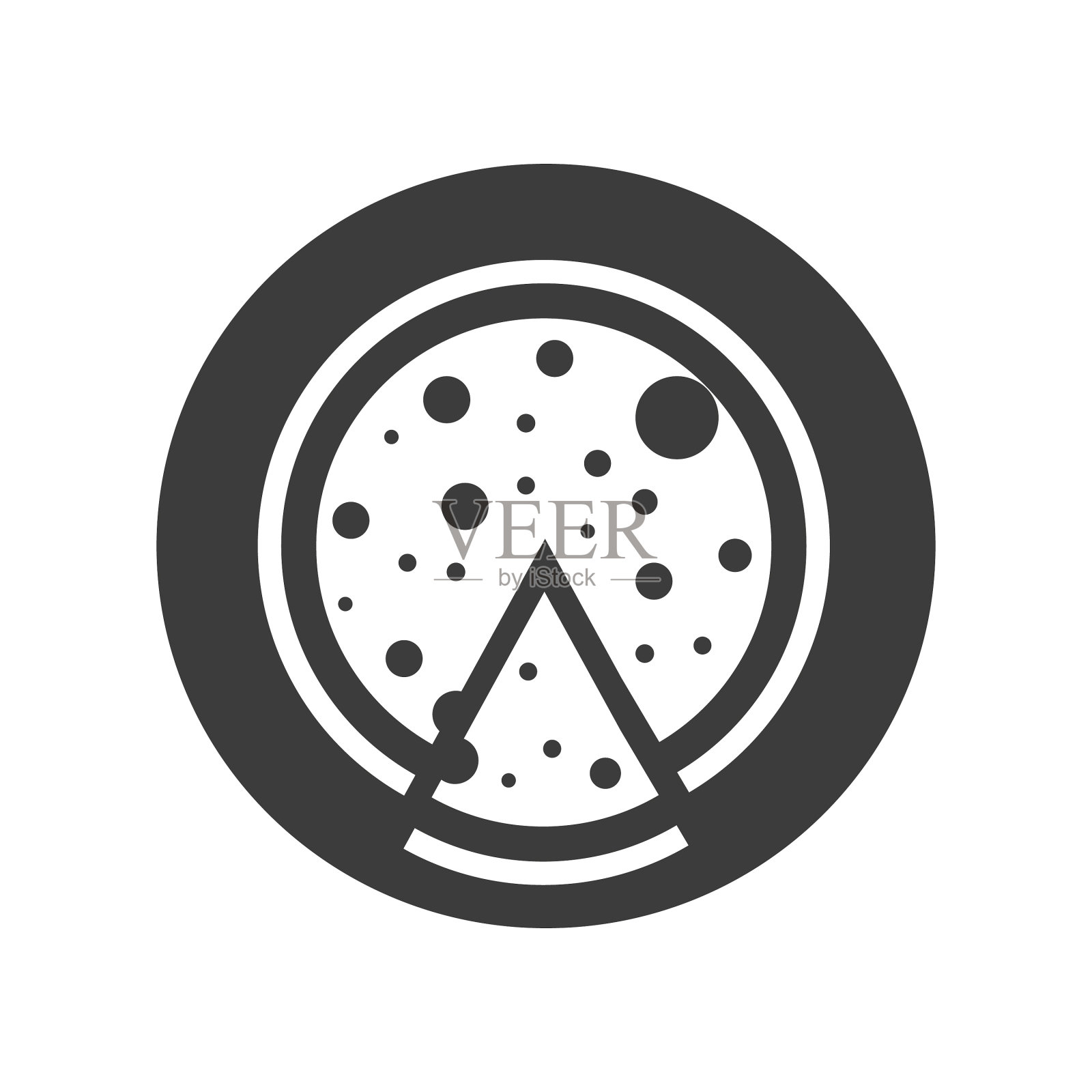 黑白披萨图标上的白色背景插画图片素材