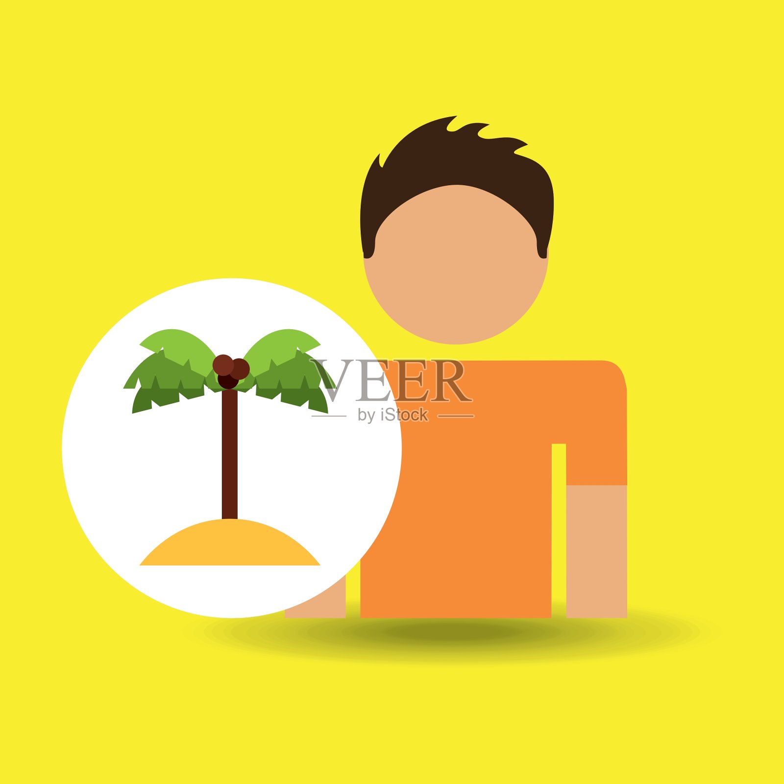 男性角色旅行者棕榈滩插画图片素材