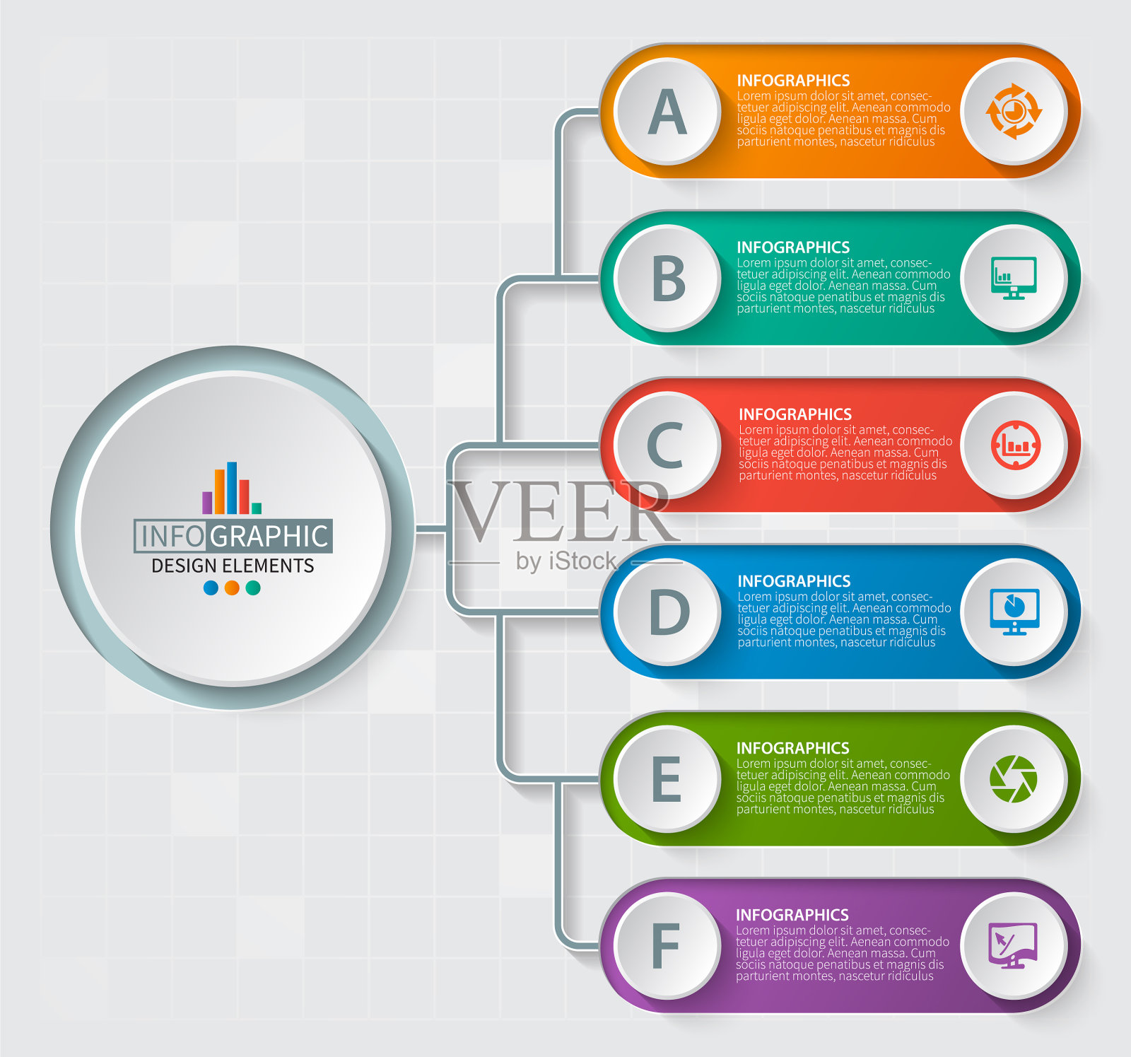 摘要三维纸质信息图业务模板插画图片素材