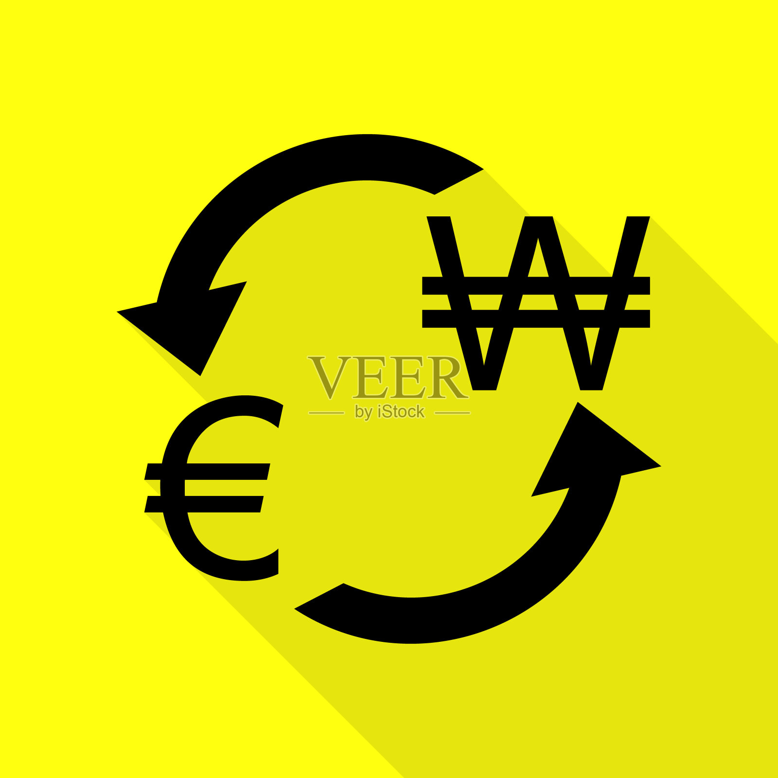 货币兑换符号为欧元和韩元插画图片素材