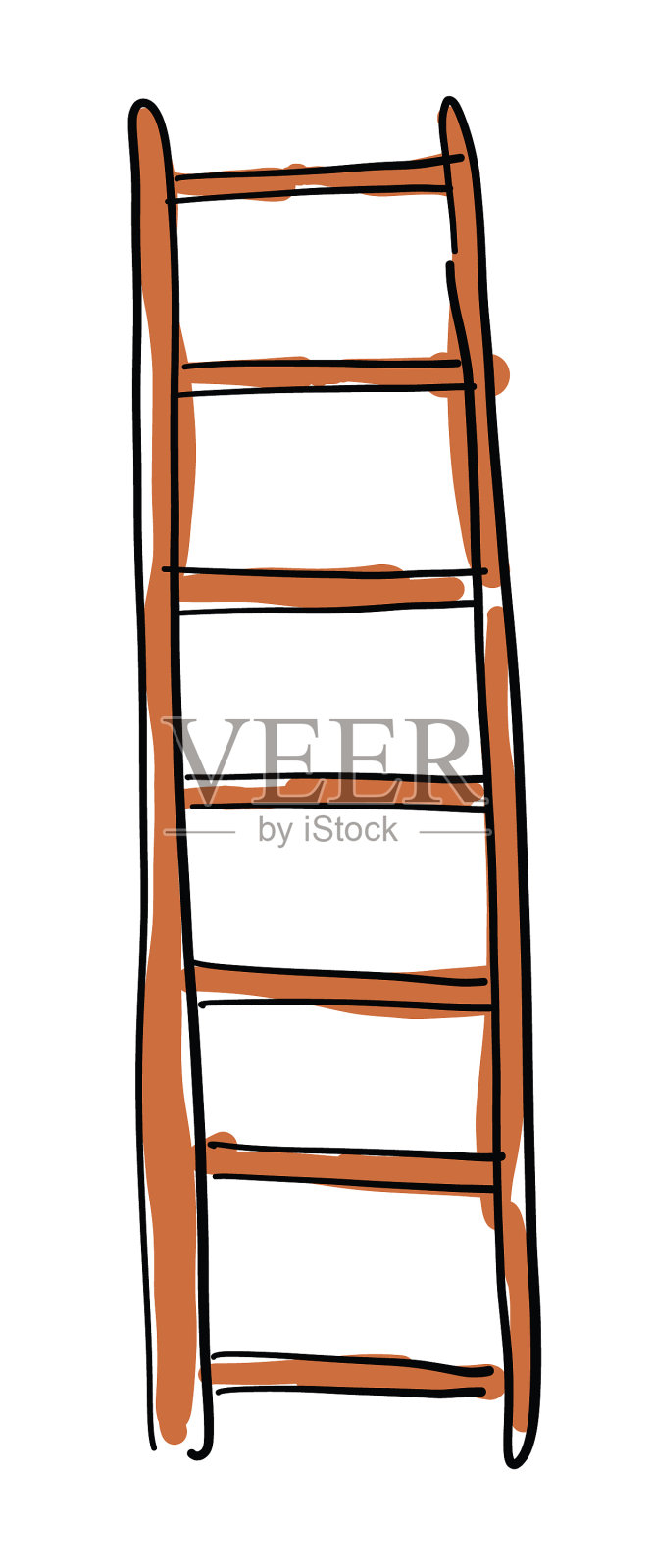 手绘木梯示意图插画图片素材