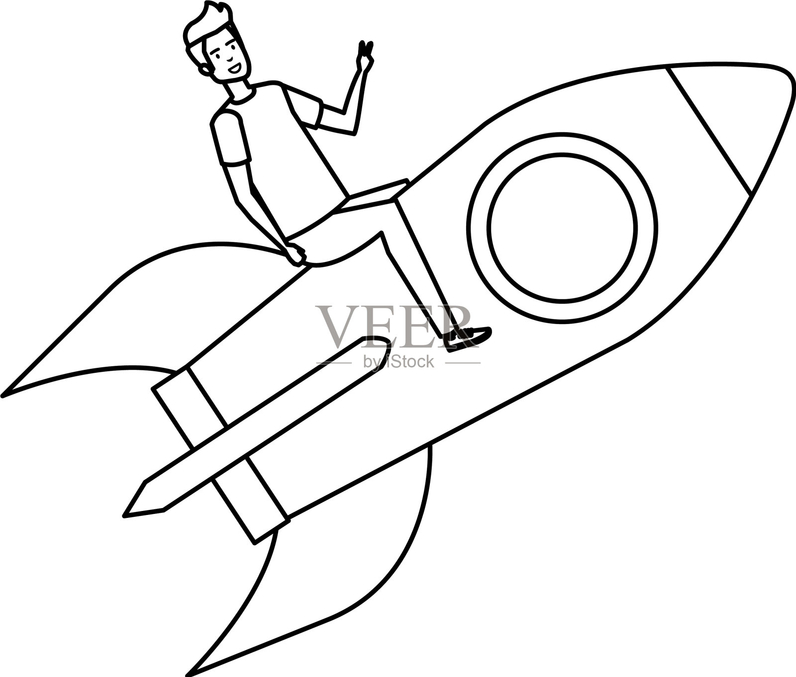 乘坐火箭的普通商人设计元素图片