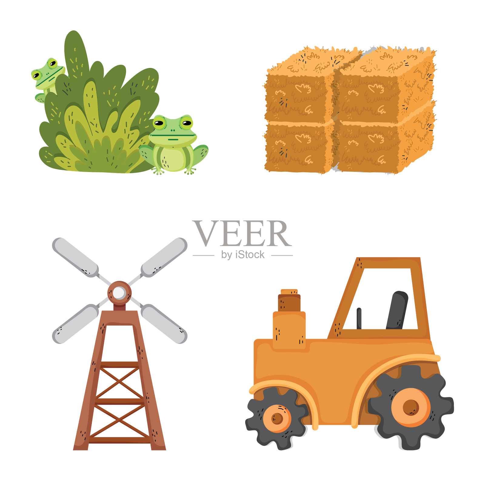 一组农场图标图标素材