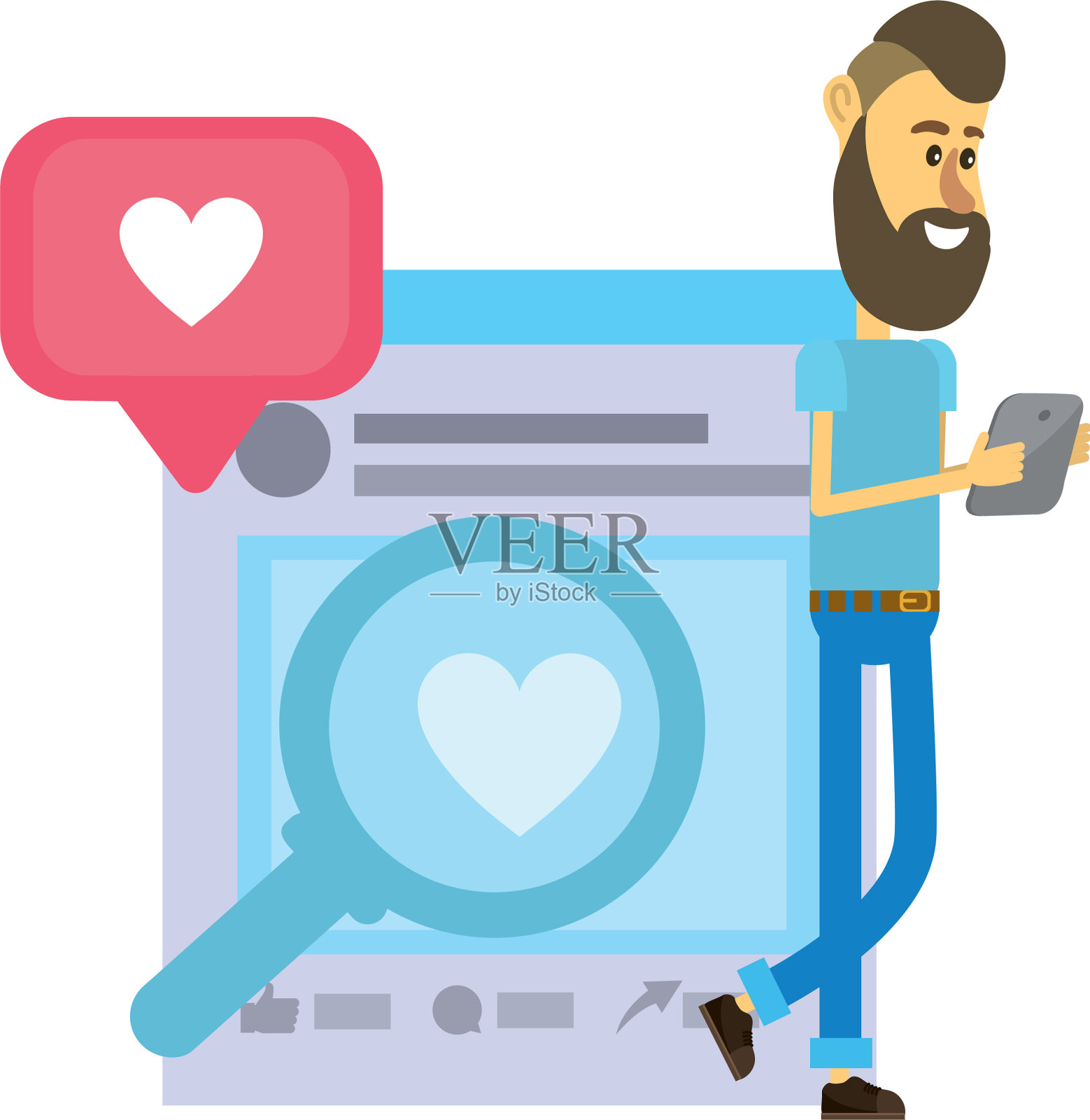 年轻人和社交网络设计元素图片