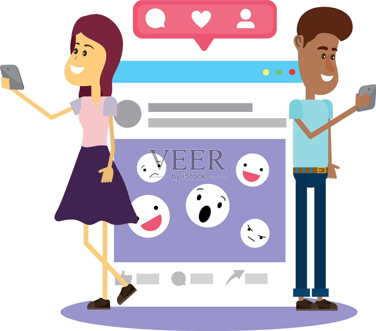 社交网络上的情侣设计元素图片